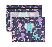 aidingzhi Portapenne raccoglitore con animali con finestra trasparente con cerniera astuccio trasparente finestra e occhielli astuccio 3 anelli per forniture per ufficio multicolore 2 pezzi