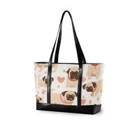 aidingzhi Pug Dogs Cartoon Pastello Portatile grande laptop tote bag con cerniera donna lavoro tote bag per mamma con pannolino