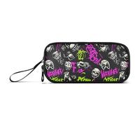 aidingzhi Punk Pesca Teschi Nero Rock Nylon Grande Matita Borse Grande Capacità Astuccio Cancelleria Borsa per i Bambini delle Scuole Superiori