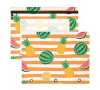 aidingzhi Raccoglitore a 3 fori, multiuso, con 3 fori, per raccoglitore, confezione da 2 pezzi, per insegnanti, università, a righe, arancione e bianco, frutta estiva