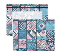 aidingzhi Raccoglitore a 3 fori multiuso per lettere di carta A4, confezione da 2 articoli artistici per studenti, stile bohémien, blu, rosa, texture regolare