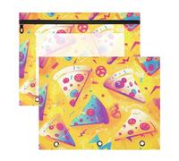 aidingzhi Raccoglitore astuccio adorabile 3 anelli tasca per carta A4 lettera 2 Pack studenti forniture d'arte stoccaggio pizza mistero giallo