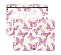 aidingzhi Raccoglitore astuccio multiuso in plastica per raccoglitori a 3 anelli, confezione da 2 pezzi, per studenti, ufficio, stile Oliver Jeffers, farfalla, rosa, beige, magenta