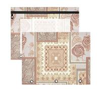 aidingzhi Raccoglitore astuccio portapenne portatile per lettere A4, confezione da 2 pezzi, per studenti di classe, boho, oro rosa, texture regolare