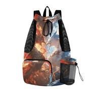 aidingzhi Red and Blue Ice and Fire Phoenix Borse con coulisse per uomo donna sacchi Cinch con tasche interne separazione bagnato e asciutto