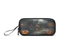aidingzhi Retro Evil Pumpkin Halloween Path Nylon Grandi Matite Borse Grande Capacità College Astuccio Cancelleria Organizzatore per Preppy Scuola Donne