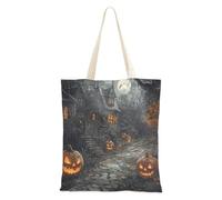 aidingzhi Retro Evil Pumpkin Halloween Path Tote Bag Canvas Grande Capacità Canvas Borse della spesa per la spesa Alimentari & Farmers Market 40,6 x 38,1 cm scuola essenziale