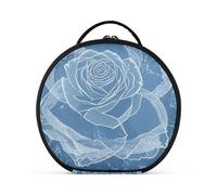 aidingzhi Romantico Blue Rose Flowers Makeup Bag con scomparti e maniglia cerniera grande capacità borsa cosmetica da viaggio con divisori regolabili 27,9 cm