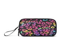 aidingzhi Sacchetti di matita in nylon con stampa leopardata colorata al neon per ragazzi grande capacità astuccio per cancelleria per ufficio bambini