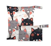 aidingzhi Sacchetti impermeabili bagnati asciutti confezione da 2 sacchetti bagnati per costume da bagno con manici per viaggi, yoga (Cartoon Cute Cats)