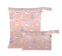 aidingzhi Sacchetti impermeabili impermeabili, confezione da 2 pezzi essenziali da viaggio per volare con manici per fare il bagno, asilo nido (gelato carino)