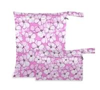 aidingzhi Sacchetti impermeabili per bagnato, confezione da 2 pezzi essenziali da viaggio per bambini con manici per viaggi, bagno (fiori stile cartone animato)