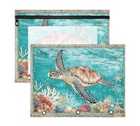 aidingzhi Sacchetti per raccoglitori con cerniere lisce, per raccoglitori a 3 anelli, confezione da 2 pezzi, per insegnanti, ufficio, retrò, coralli, tartaruga marina