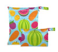 aidingzhi Sacchetti riutilizzabili per costume da bagno, confezione da 2 pezzi essenziali da viaggio per volare con manici per palestra, yoga (motivo estivo con frutta e anguria)