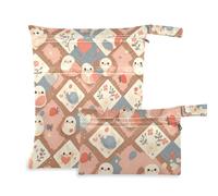 aidingzhi Sacchetti riutilizzabili per pannolini, confezione da 2 pezzi essenziali da viaggio per volare con manici per yoga, spiaggia (uccelli carini a scacchi)