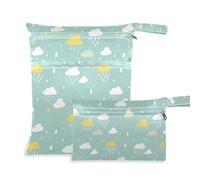 aidingzhi Sacchetti riutilizzabili per pannolini, confezione da 2 sacchetti bagnati per costume da bagno con manici per pannolini per bambini, asilo nido (nuvole)