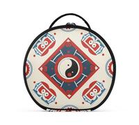 aidingzhi Sacchetto di trucco della borsa di trucco del modello di Bagua della cultura cinese verticale della borsa di trucco della chiusura lampo con la maniglia con i divisori regolabili 11 IN