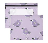 aidingzhi Scatola per matite a 3 fori con 3 fori per lettere A4, confezione da 2 pezzi per insegnanti, forniture artistiche stile Oliver Jeffers, kiwi, giada, uccello, viola, lilla