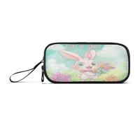 aidingzhi Semplice Let's Go Carino Bunny Nylon Matita Bag Alta Capacità Astucci Per La Scuola Cancelleria Organizzatore per Scuola Uomini