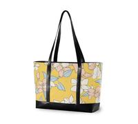 aidingzhi Semplice linea fiore giallo bianco elegante borsa di totalizzatore professionale per le donne con la borsa di tela della chiusura lampo per il volo con