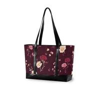 aidingzhi Semplice Primavera Fresco Floreale Borgogna borsa di classe per le donne 14 con cerniera grande tote bag per yoga con
