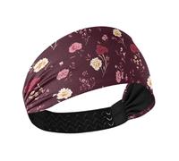 aidingzhi Semplice Primavera Fresco Floreale Borgogna Traspirante Donne Fasce Moda Elastiche larghe fasce per capelli da donna per Ciclismo Atletica Sport Yoga Corsa
