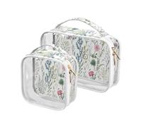 aidingzhi Set di 2 sacchetti da toilette trasparenti approvati TSA multifunzionale piccola borsa cosmetica essenziale per la rasatura Semplice Primavera Fresco Floreale, Semplice primavera fresco