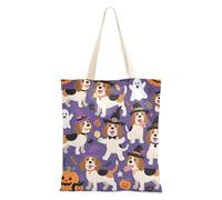 aidingzhi Simpatico cane Beagle marrone zucca per Halloween tela Tote riutilizzabile borse della spesa per palestra, lavoro, shopping, 40,6 x 38,1 cm scuola essenziale