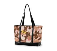 aidingzhi Simpatico cartone animato alce marrone borsa di classe per le donne con cerniera con borsa con cerniera 35,6 cm per gli elementi essenziali da viaggio Regali di spiaggia Regali di compleanno