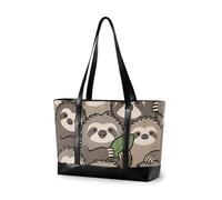 aidingzhi Simpatico cartone animato bradipo marrone semplice tote bag con laptop con cerniera lavoro tote borse per le donne per viaggiare con