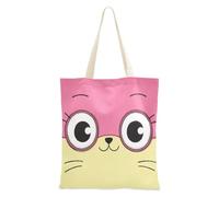 aidingzhi Simpatico cartone animato gatto faccia giallo viola borsa di tela tote robusto panno tote bag con manici Natale pensionamento shopping spiaggia lavoro 40,6 x 38,1 cm scuola essenziale
