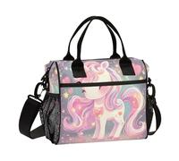 aidingzhi Simpatico cartone animato unicorni colorati scintille stelle isolato Lunch Box ecologico grande borsa per il pranzo con tracolla infermieri ufficio M