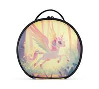 aidingzhi Simpatico cartone animato unicorni con ali arcobaleno colorato trucco borsa con scomparti e manico grande borsa per il trucco con manico con divisori regolabili 27,9 cm