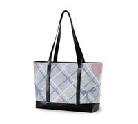 aidingzhi Simpatico fiocco blu con cuore rosa elegante borsa tote professionale per le donne con cerniera grande tote bag per lavoro con