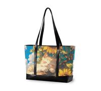 aidingzhi Simpatico girasoli giallo gatto moderno borsa da lavoro per le donne con cerniera computer tote borse per le donne per infermiere lavoro con tablet