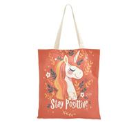 aidingzhi Stay Positive unicorns Tote Bag Canvas riutilizzabile Canvas Borsa della spesa per palestra, lavoro, shopping, 40,6 x 38,1 cm scuola essenziale