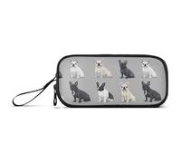 aidingzhi Stile realistico Dolce Bulldogdogdog francese grigio Nylon astuccio matita astuccio ad alta capacità per scuola superiore cancelleria per le donne elementari