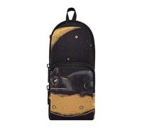 aidingzhi Stile retrò Cat Moon Nylon 3 Scomparti Matita Bag College Grande Capacità Astuccio Per College Cancelleria Organizzatore per forniture scolastiche
