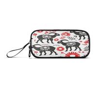 aidingzhi Style Lamb Crimson Floral Nylon Teen Pencil Bag High Capacity Large Pencil Case Stationery Bag per ragazzi universitari