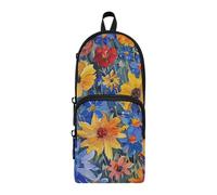 aidingzhi Sunflowers Blu Giallo Nylon 3 Scomparti Matite Borse Per Bambini Multiuso ed Estetico Astuccio Per Ragazze Teen Ragazze Scuola Cancelleria per la Scuola Media