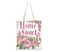 aidingzhi Sweet Home Floral Peach Green White Tote Bags robusta donna tela Tote Bag drogheria & Farmers Market 40,6 x 38,1 cm scuola essenziale