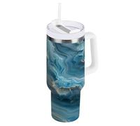 aidingzhi Texture Marble Aqua Blue 1,18 ml in acciaio inox 1,18 oz bicchiere con coperchio cannuccia bottiglia d'acqua in acciaio inox riutilizzabile sottovuoto tazza da caffè per uomo per casa