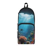 aidingzhi The Deep Blue Seabed Nylon 3 Scomparti Astuccio Portapenne Astuccio Grande Capacità Astuccio Per Ragazze Teen Cancelleria Scuola per Scuola Preppy
