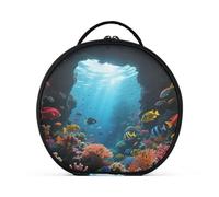 aidingzhi The Deep Blue Seabed - Trousse per il trucco con scomparti e manico, leggera, con divisori regolabili, 28 cm