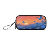 aidingzhi The Sunset Over The Blue Sea Of Flowers - Astuccio scolastico in nylon con cerniera di grande capacità, astuccio a rete con cerniera, cancelleria per la scuola per bambini