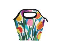 aidingzhi tote borse per il pranzo da donna con manico curvo isolato pranzo box riutilizzabile borse più fredde per ufficio college fiore colorato bello