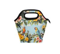 aidingzhi tote borse per il pranzo da donna con manico curvo scatole per il pranzo per le donne riutilizzabile piccola borsa termica isolata per ufficio viaggi piante tropicali pappagalli animali