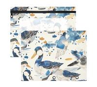 aidingzhi Trousse per cosmetici, adorabile borsa portaoggetti per raccoglitori a 3 anelli, confezione da 2 pezzi, per insegnanti, ufficio, acquerello, anatra selvatica, denim, crema e bianco