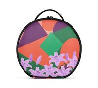 aidingzhi Trousse per cosmetici con gigli viola con forme geometriche colorate verticale autoportante leggera borsa per il trucco con manico con divisori regolabili 27,9 cm