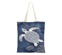 aidingzhi Turtle Blue Plants - Borsa tote in tela robusta, con tasche, per la spesa e il mercato degli agricoltori, 40,6 x 38,1 cm, essenziale per la scuola